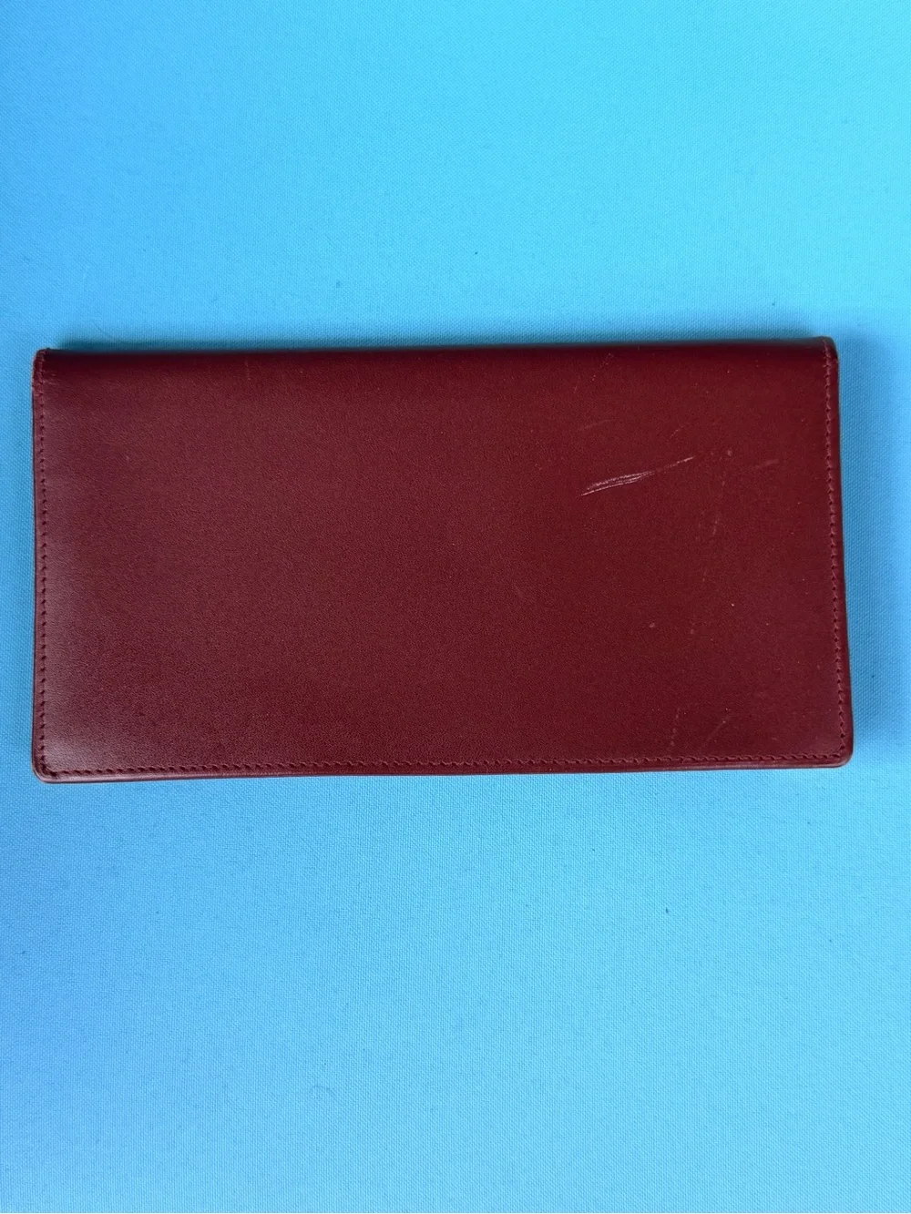 Cartier vintage Leather Long Wallet - Burgundy with Gold Accents AUTHENTIC